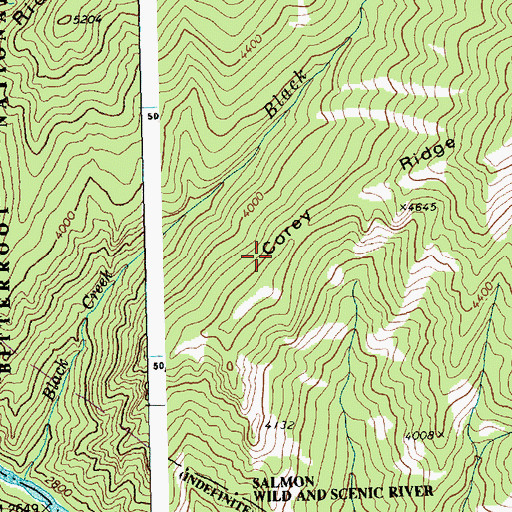 Topographic Map of Corey Ridge, ID