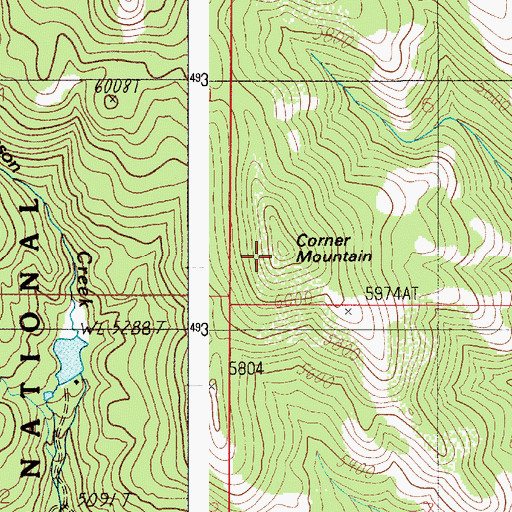 Topographic Map of Corner Mountain, ID