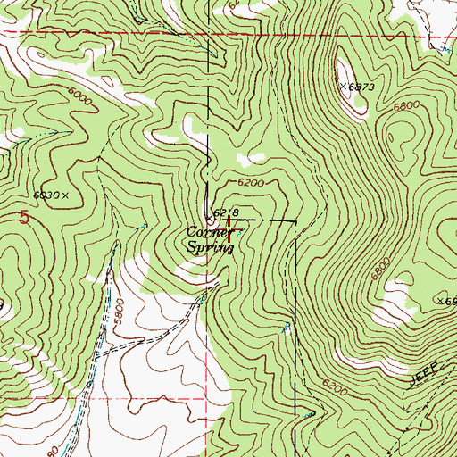 Topographic Map of Corner Spring, ID