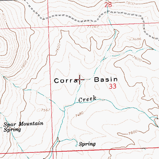 Topographic Map of Corral Basin, ID