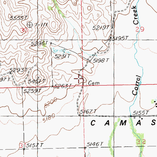 Topographic Map of Corral Cemetery, ID