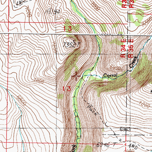 Topographic Map of Corral Creek, ID