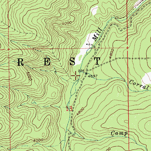 Topographic Map of Corral Creek, ID