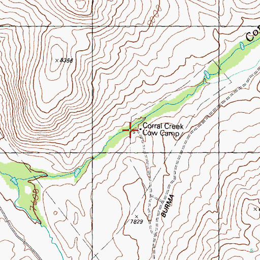Topographic Map of Corral Creek Cow Camp, ID