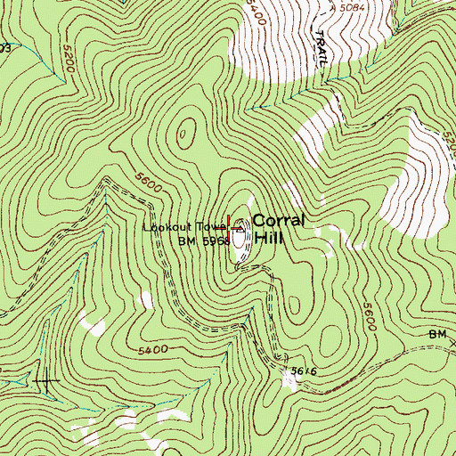 Topographic Map of Corral Hill, ID