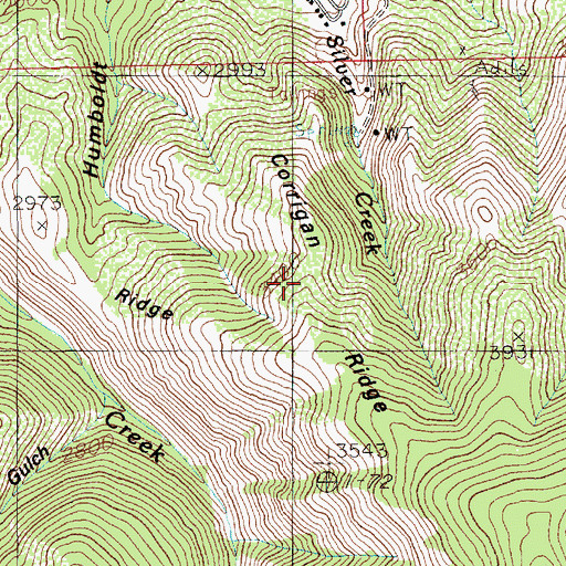 Topographic Map of Corrigan Ridge, ID