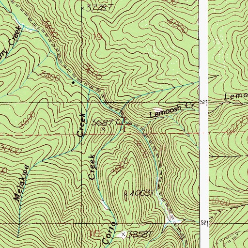 Topographic Map of Corto Creek, ID
