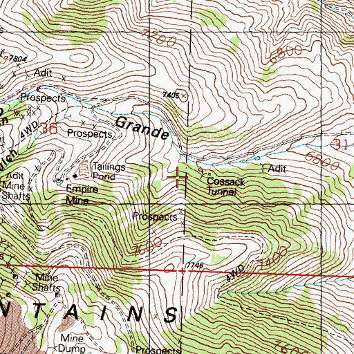Topographic Map of Cossack Tunnel, ID