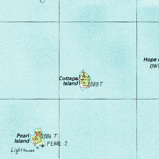 Topographic Map of Cottage Island, ID