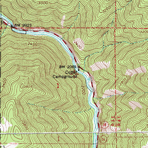 Topographic Map of Cotter Bar Picnic Area, ID