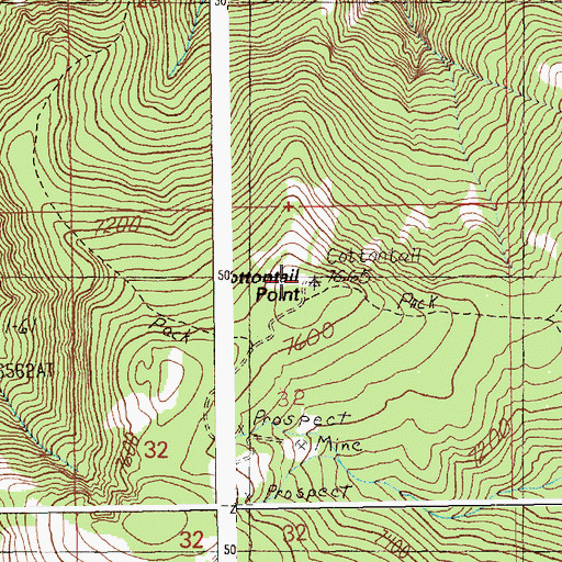 Topographic Map of Cottontail Point, ID