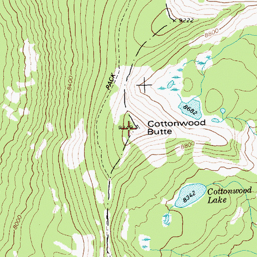 Topographic Map of Cottonwood Butte, ID