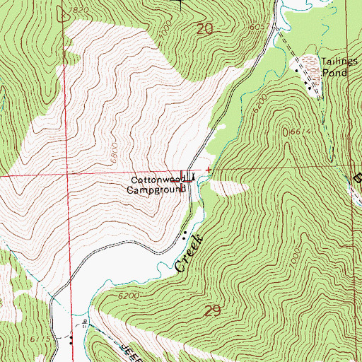 Topographic Map of Cottonwood Campground, ID