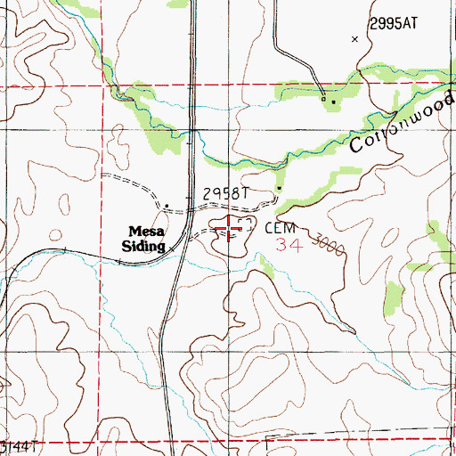 Topographic Map of Cottonwood Cemetery, ID