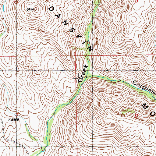 Topographic Map of Cottonwood Creek, ID
