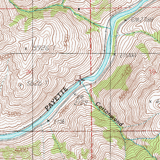 Topographic Map of Cottonwood Creek, ID