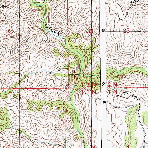 Topographic Map of Cottonwood Creek, ID