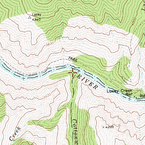 Topographic Map of Cottonwood Creek, ID