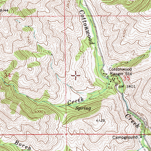 Topographic Map of Cottonwood Ranger Station, ID