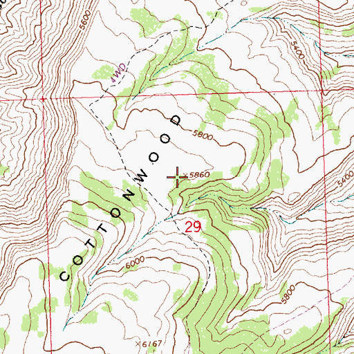 Topographic Map of Cottonwood Ridge, ID