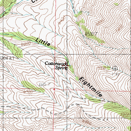 Topographic Map of Cottonwood Spring, ID