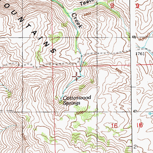 Topographic Map of Cottonwood Springs, ID