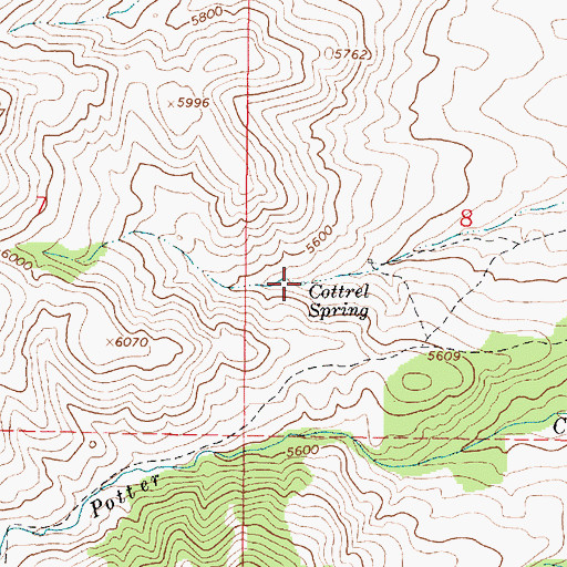 Topographic Map of Cottrel Spring, ID