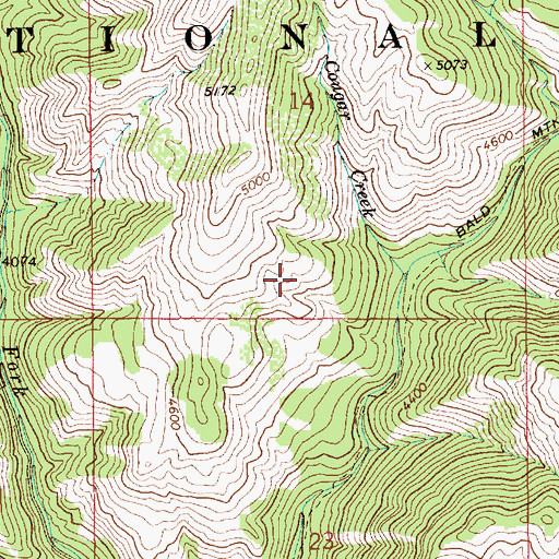 Topographic Map of Cougar Creek, ID