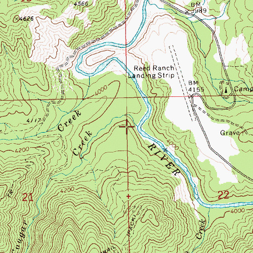 Topographic Map of Cougar Creek, ID