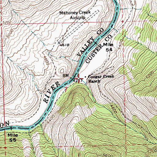 Topographic Map of Cougar Creek Ranch, ID