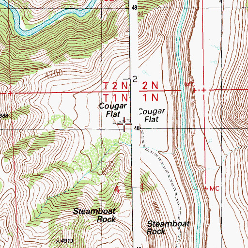 Topographic Map of Cougar Flat, ID