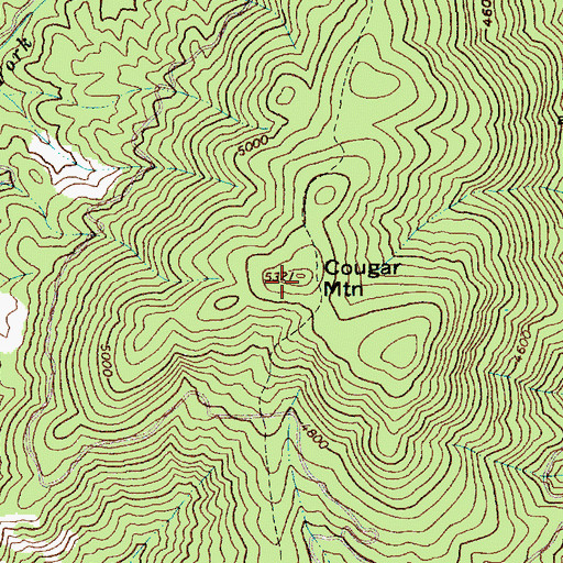 Topographic Map of Cougar Mountain, ID