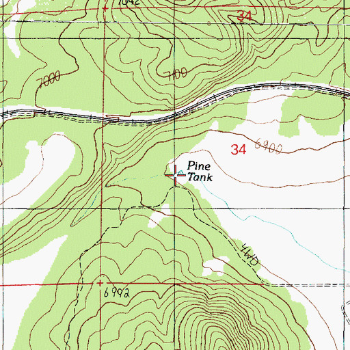 Topographic Map of Pine Tank, AZ
