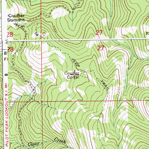 Topographic Map of Coulter Corral, ID
