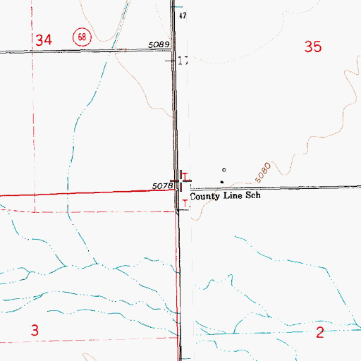 Topographic Map of County Line School, ID