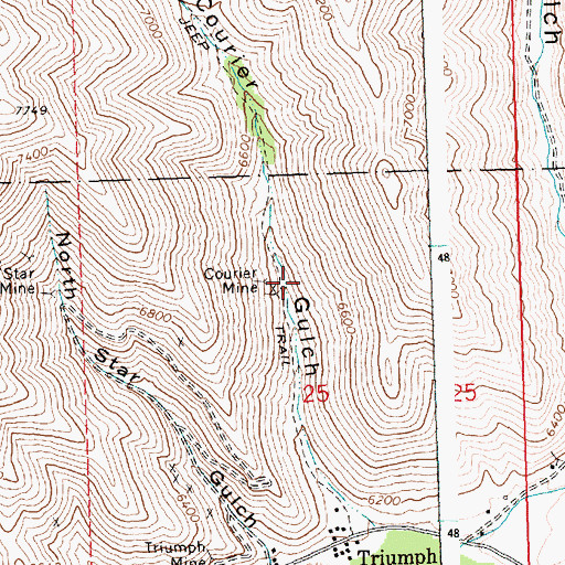Topographic Map of Courier Mine, ID