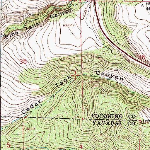 Topographic Map of Pine Tank, AZ