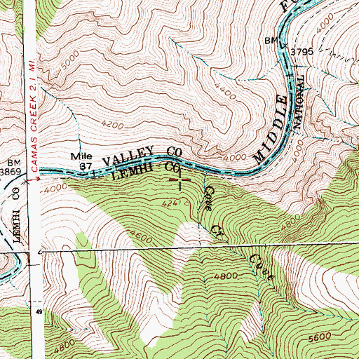 Topographic Map of Cove Creek, ID