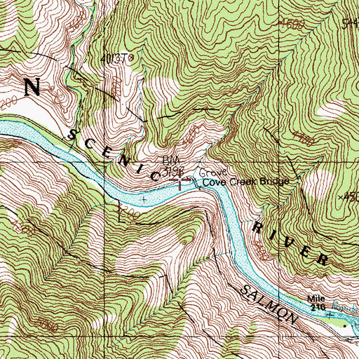 Topographic Map of Cove Creek Bridge, ID