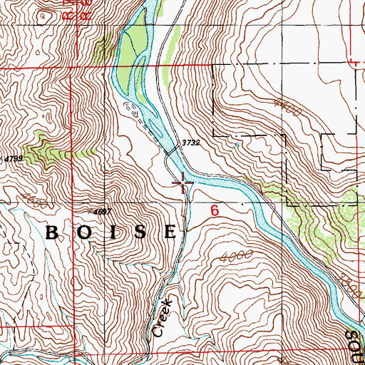 Topographic Map of Cow Creek, ID