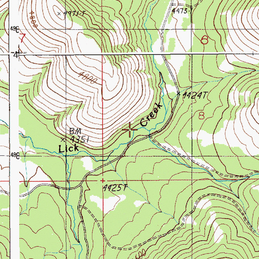 Topographic Map of Cow Creek, ID