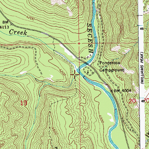 Topographic Map of Cow Creek, ID