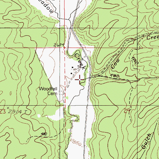 Topographic Map of Cow Creek, ID