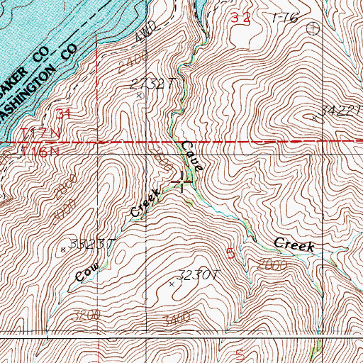 Topographic Map of Cow Creek, ID
