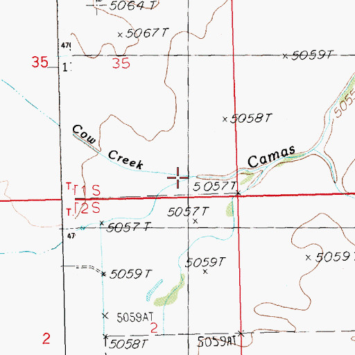 Topographic Map of Cow Creek, ID