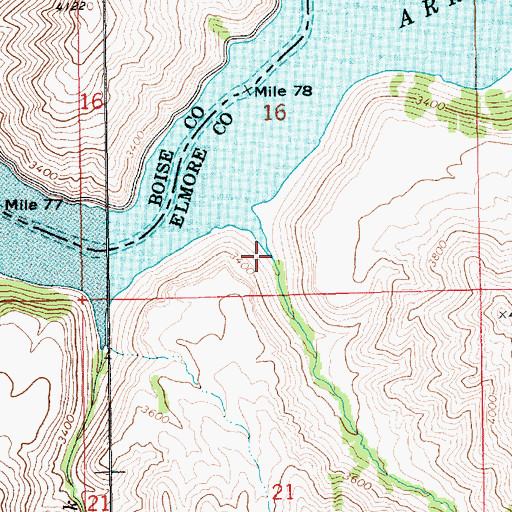 Topographic Map of Cow Creek, ID