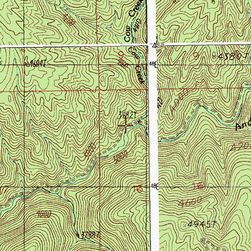 Topographic Map of Cow Creek, ID