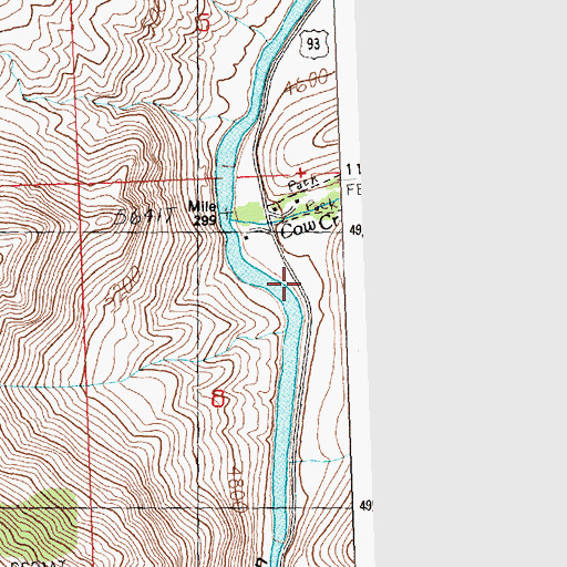 Topographic Map of Cow Creek, ID