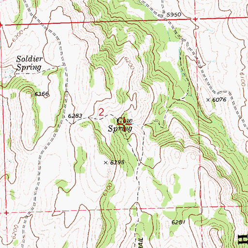 Topographic Map of Cow Spring, ID