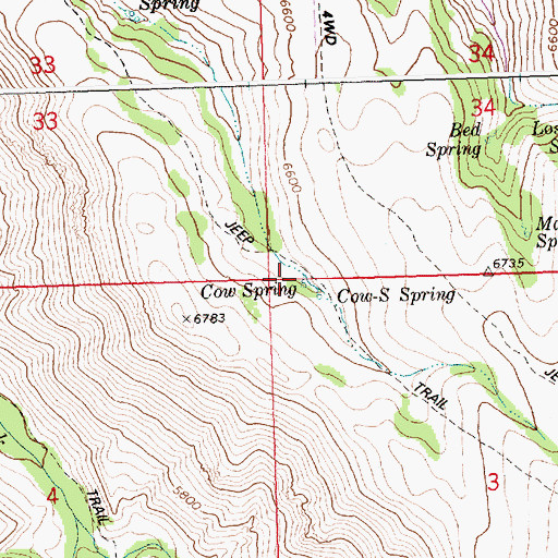 Topographic Map of Cow Spring, ID
